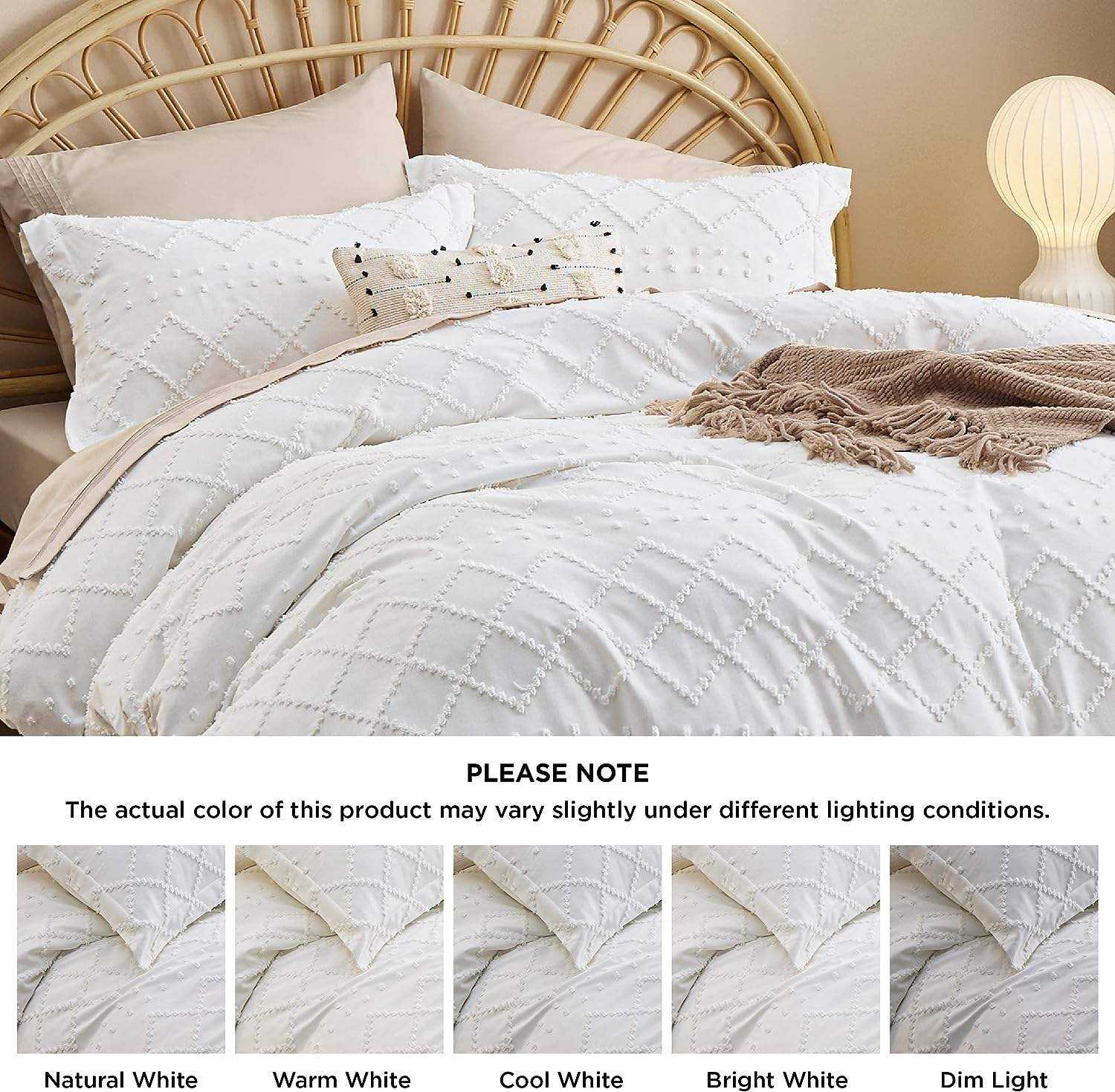 3 Pieces Shabby Chic Embroidery Duvet Cover Set King Size All Seasons Bedding Set with Tufted Details