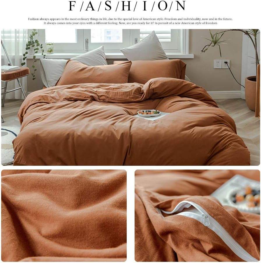 Wholesale All Size 3 Piece Jersey Knit Cotton Bedding Set Solid Color Luxury Soft Duvet Cover