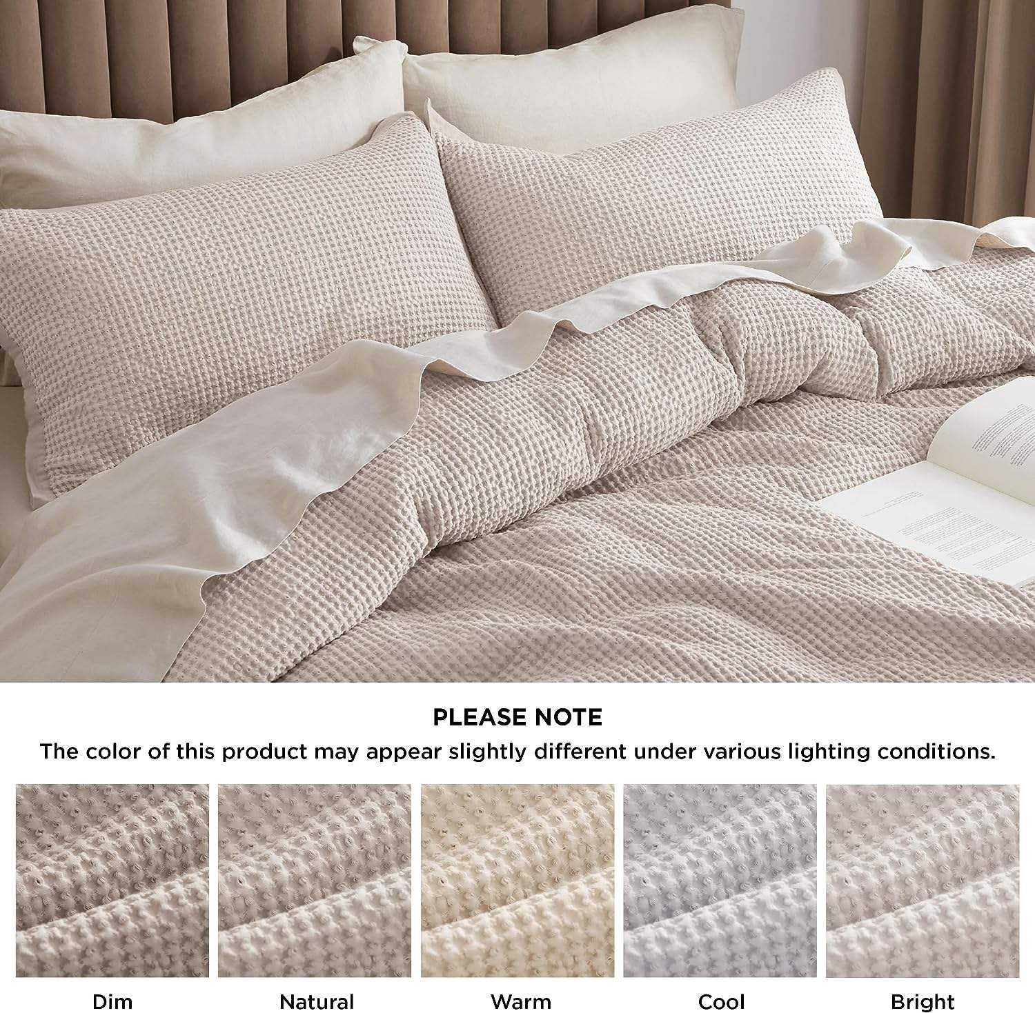 Microfiber Waffle Weave Tufted Boho Bedding Set Twin Size 3 Pieces All Seasons Chic Duvet Cover