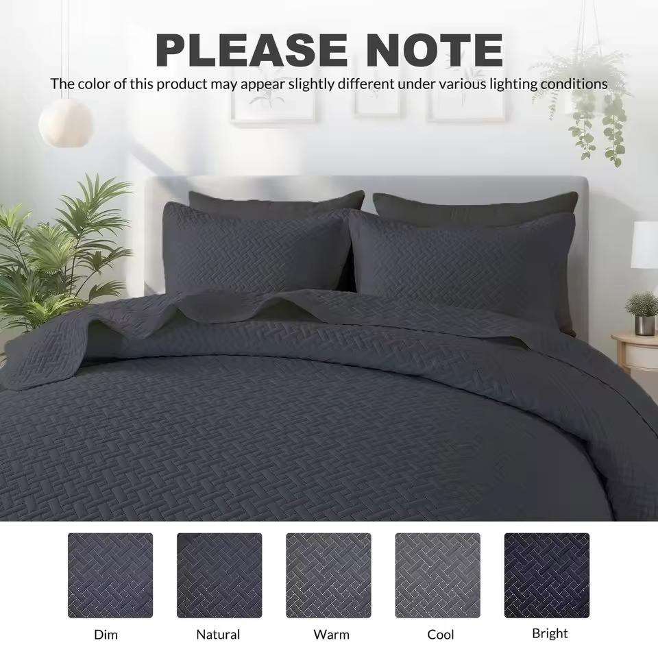 Custom Logo 100% Cotton Quilted Bedding Set Breathable Solid Color Comforter for Hotel Home OEM ODM
