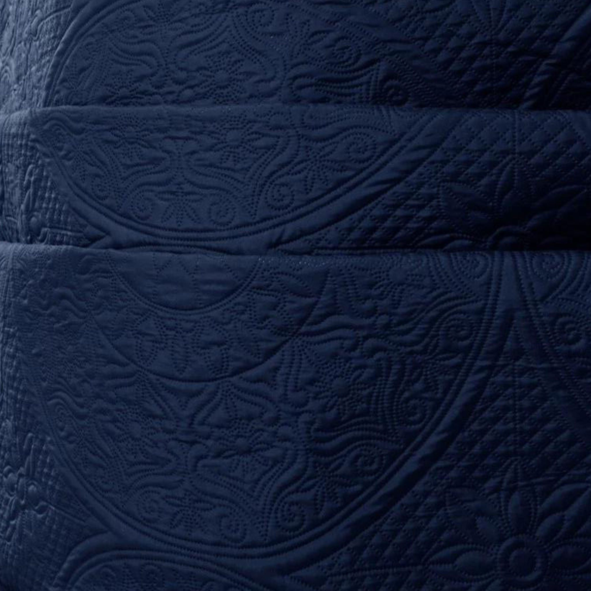 Navy Blue Jacquard Quilted Bedspread Set Three Piece Hotel Quality Breathable Fabric Double Bed Cover Home Bedroom Decor