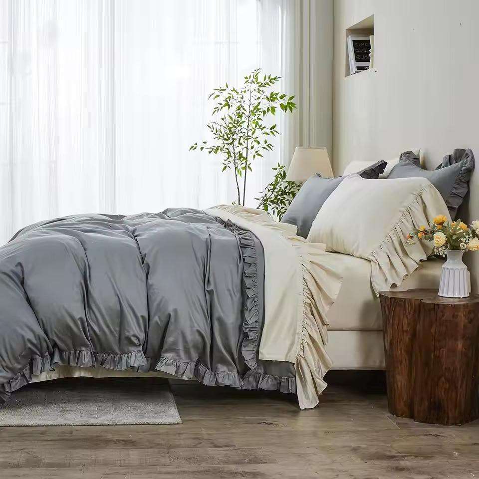 OEM Custom Cotton Hotel Bedding Set Luxury Style Soft Breathable Duvet Cover Set With Sheet Pillowcase Resorts and Hotel Use