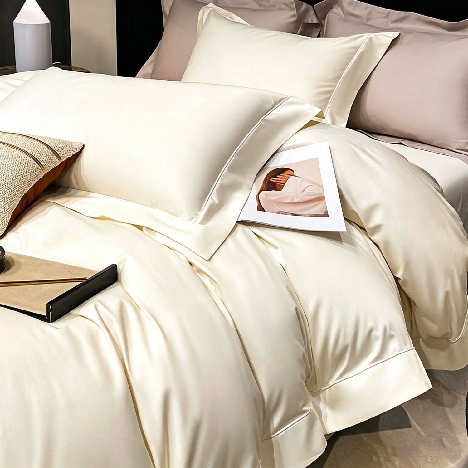 Luxury 400TC Tenel Bedding Set 100% Eucalyptus Lyocell 4Pcs Bed Sheets Skin Friendly Breathable Factory Direct Sales