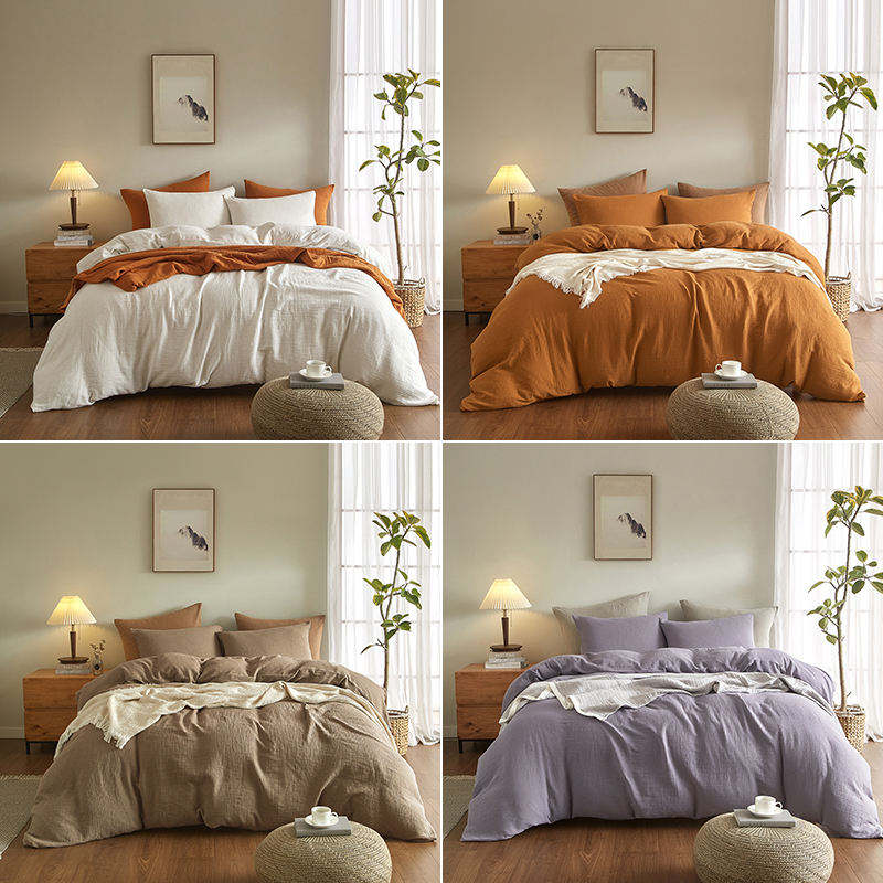 HOT Selling Anti-Bacteria Cotton Gauze Bedding Set Customizable 3 Piece 200TC Hotel Home Use Soft Breathable OEM ODM