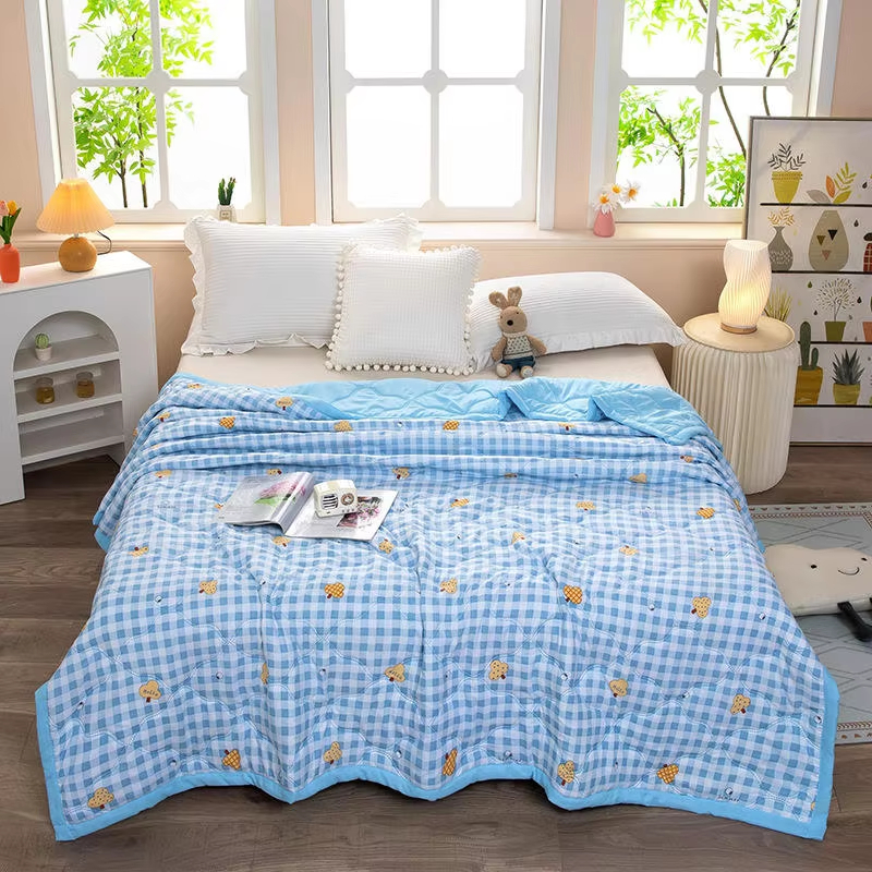Factory Wholesale Custom OEM ODM Washed Cotton Summer Quilt Cartoon Printed Breathable Soft Thin Air Condition Quilt