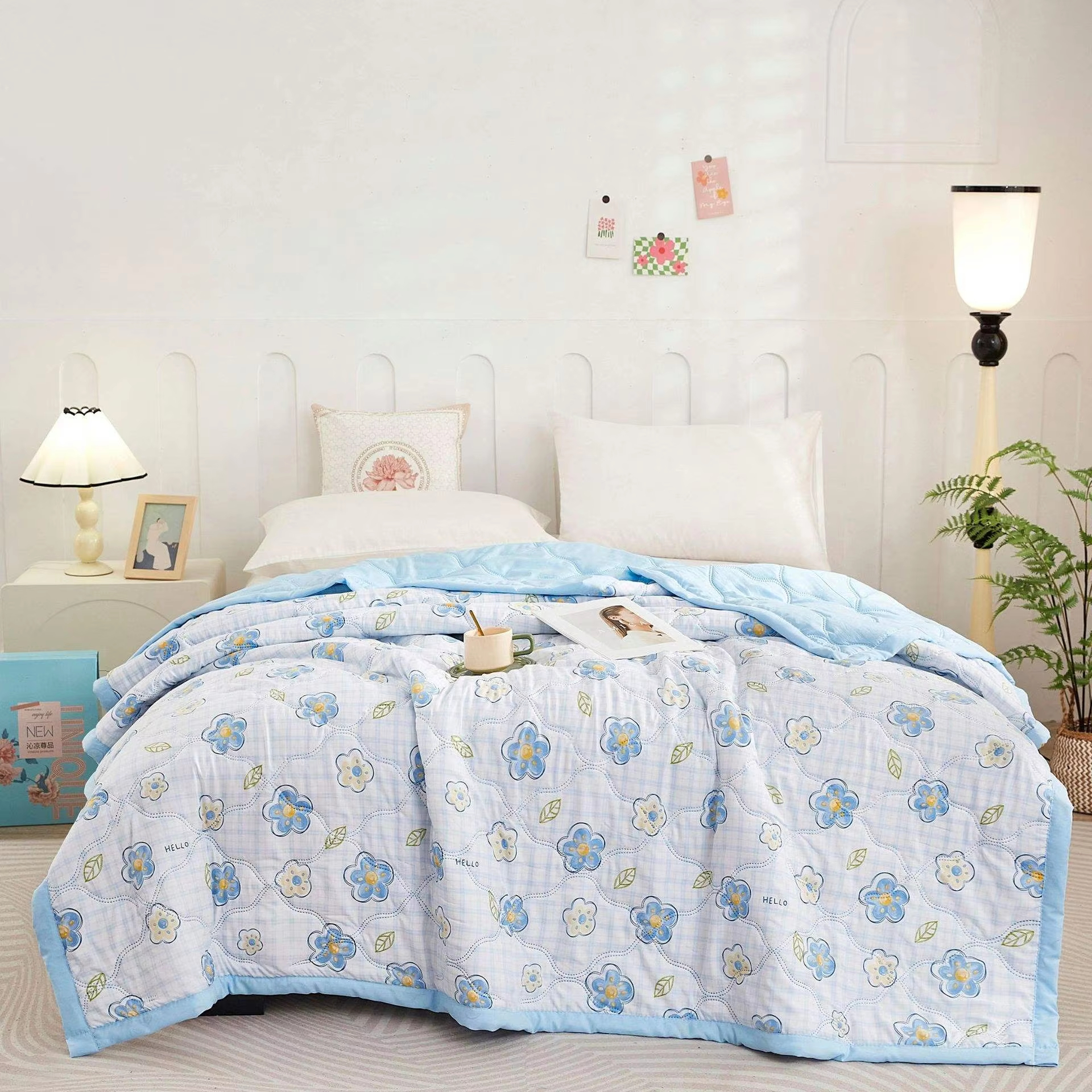 Factory Wholesale Custom OEM ODM Washed Cotton Summer Quilt Cartoon Printed Breathable Soft Thin Air Condition Quilt