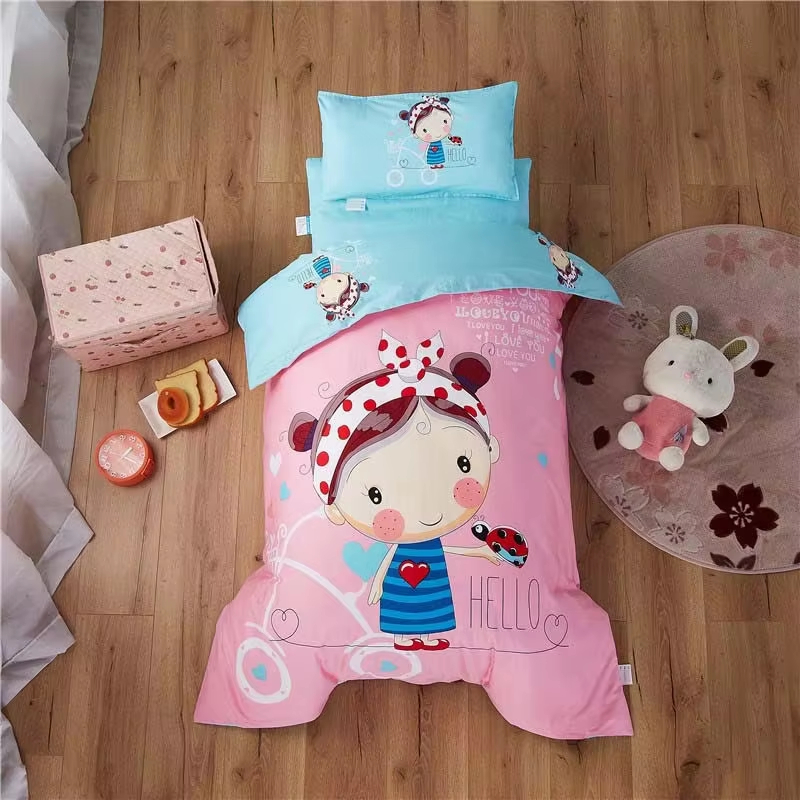 Custom OEM ODM 3PCS Kindergarten Cartoon Bedding Set Soft Skin Friendly Breathable Safe for Kindergarten Children Bedroom