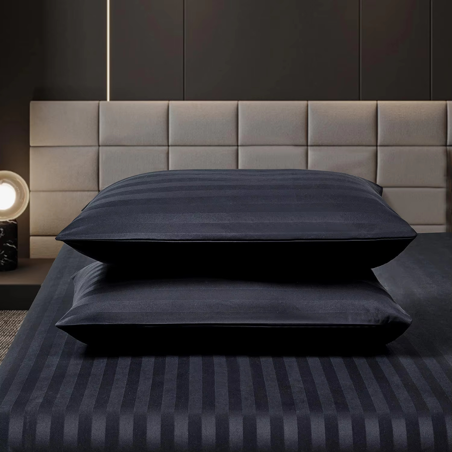 New Arrive Premium 6pcs Stripe Embossed Microfiber Sheet Set Soft Cooling Breathable Wrinkle Resistant Hotel Style Bedding Set