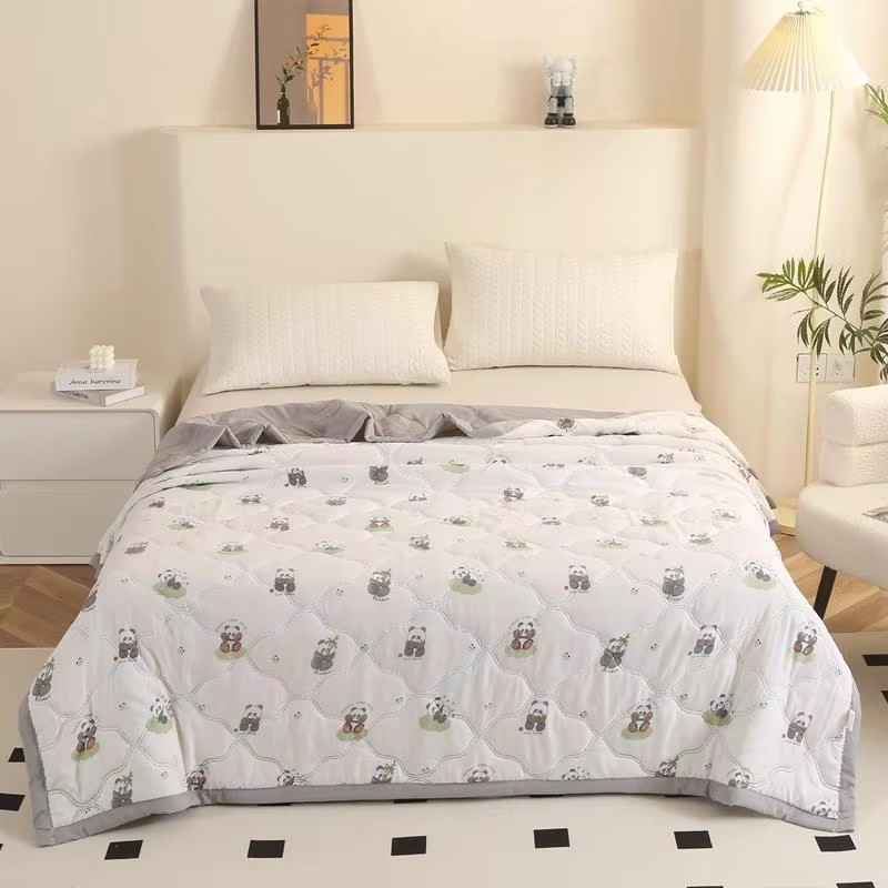 Factory Wholesale Custom OEM ODM Washed Cotton Summer Quilt Cartoon Printed Breathable Soft Thin Air Condition Quilt