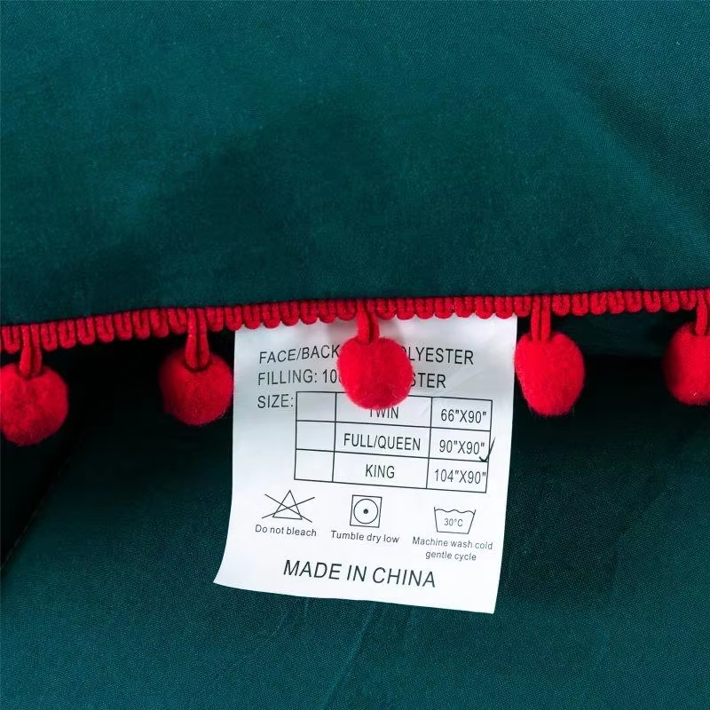 New Arrive All Season Comforter Set OEM ODM With Pom Pom Trim Skin Friendly Breathable Warm for Daily Home Hotel Use
