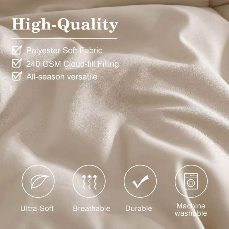 Premium 7 Piece Bed Set OEKO-TEX Certified Vertical Quilting Soft Breathable Wrinkle Resistant Bedding Set for Home Hotel