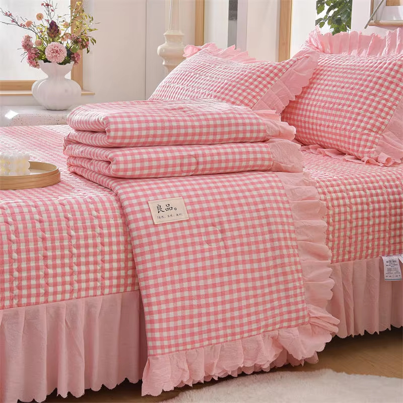 Made of premium washed cotton fabric with high weight process, ultra soft and skin-friendly touch, breathable and moisture-wicking, comfortable for all seasons without stuffiness. Adopts exquisite embroidery craftsmanship with decorative ruffle trim desig