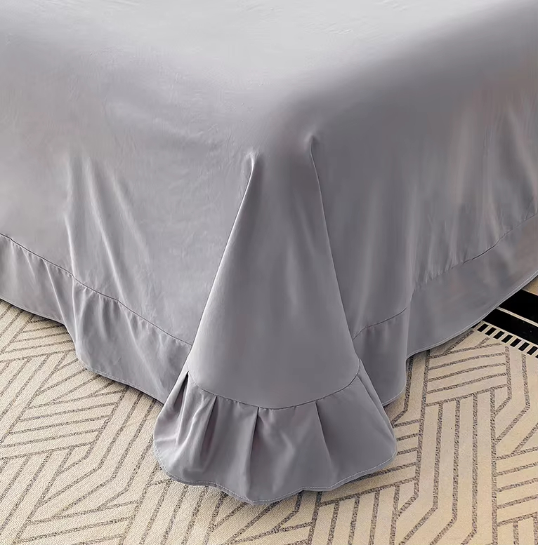 Premium French Style Washed Cotton Bedding Set Ultra Soft Breathable Embroidered Ruffle Trim Bed Set for Home Hotel Decoration