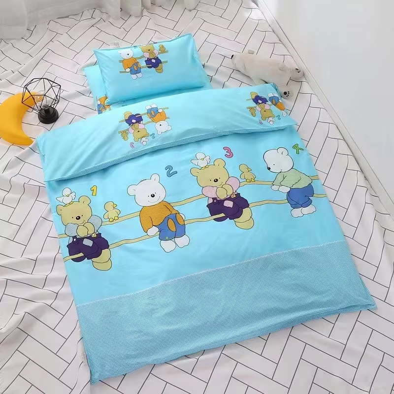 Custom OEM ODM 3PCS Kindergarten Cartoon Bedding Set Soft Skin Friendly Breathable Safe for Kindergarten Children Bedroom