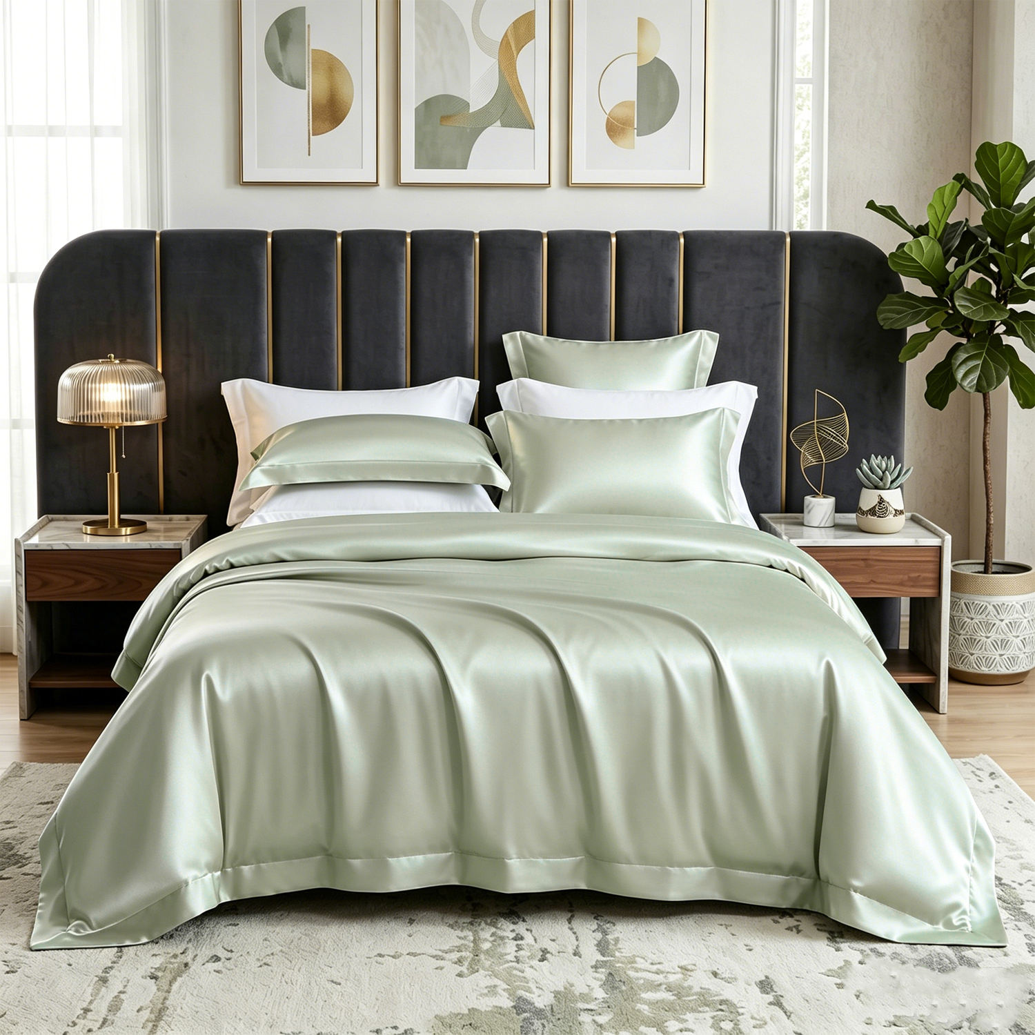 Custom OEM ODM Oeko Tex Certified 300TC Organic Bamboo Bedding Set for Hotel Home Bedroom With Cool Touch Multiple Colors