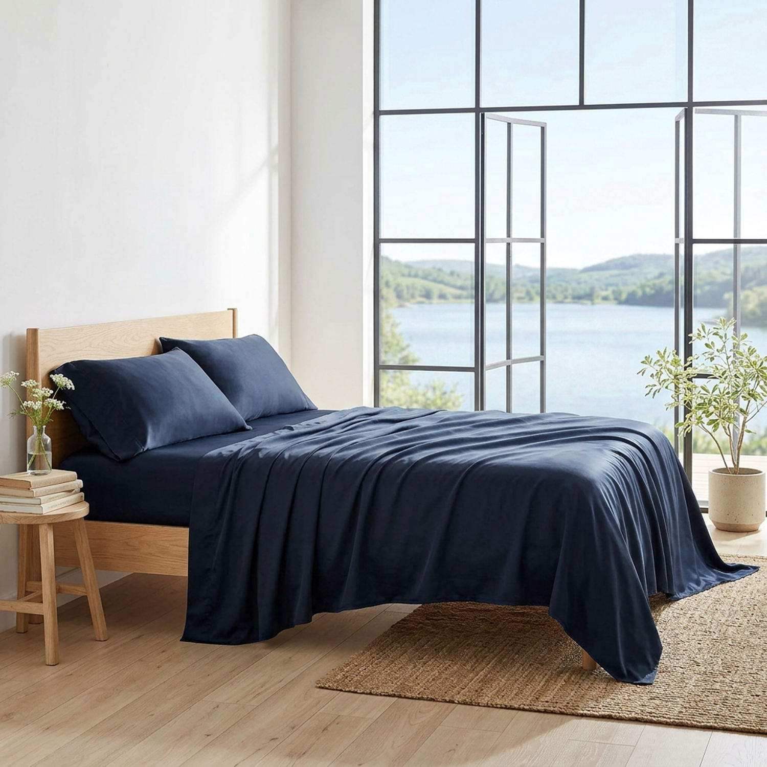 All Season Bamboo Fiber Bed Sheets Set 4PCS OEM ODM Cooling Skin Friendly Breathable for Daily Home Hotel Use