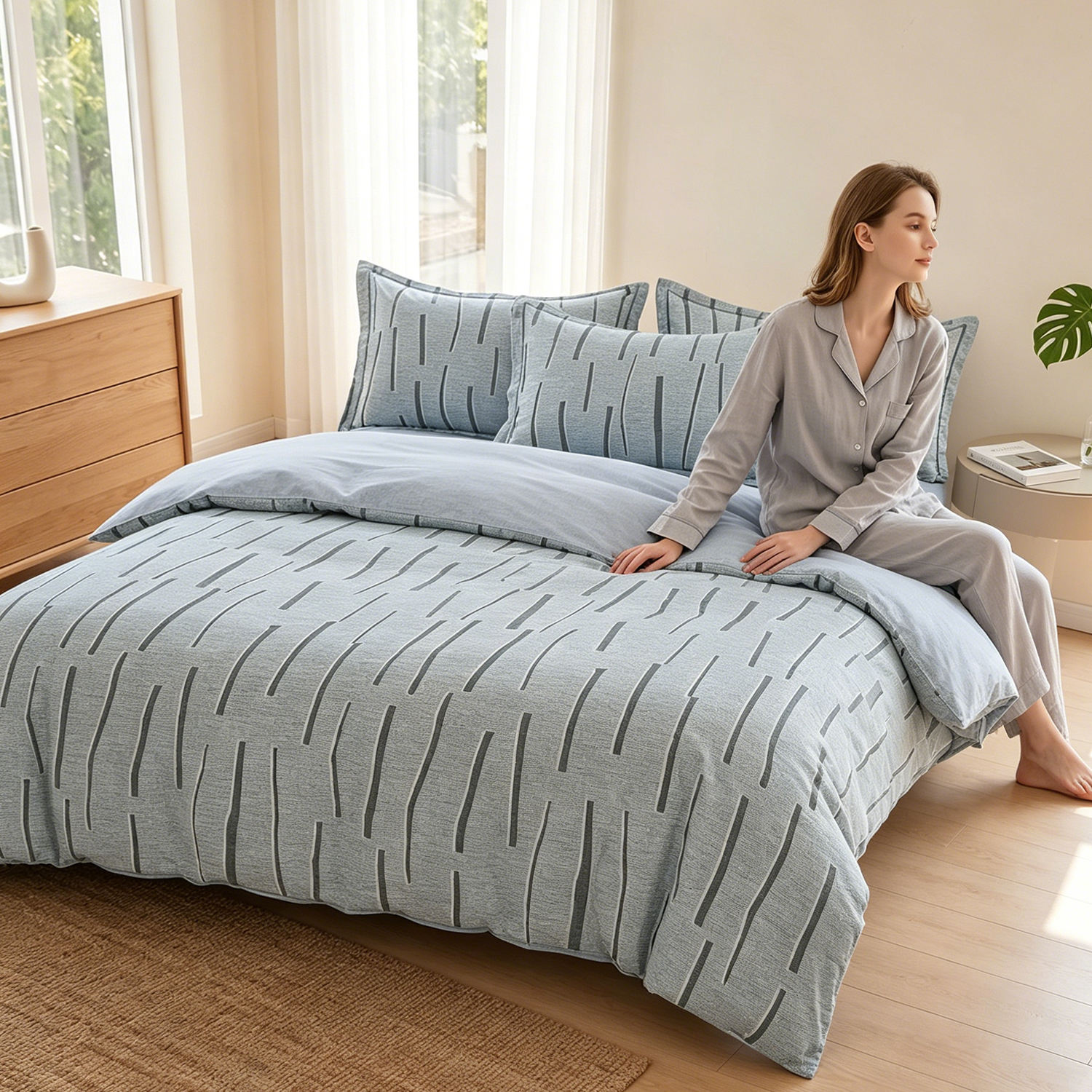 Custom Premium OEM ODM 100% Cotton Print Bedding Set Thickened Durable Breathable 4pcs Set Suitable for Home Hotel Use