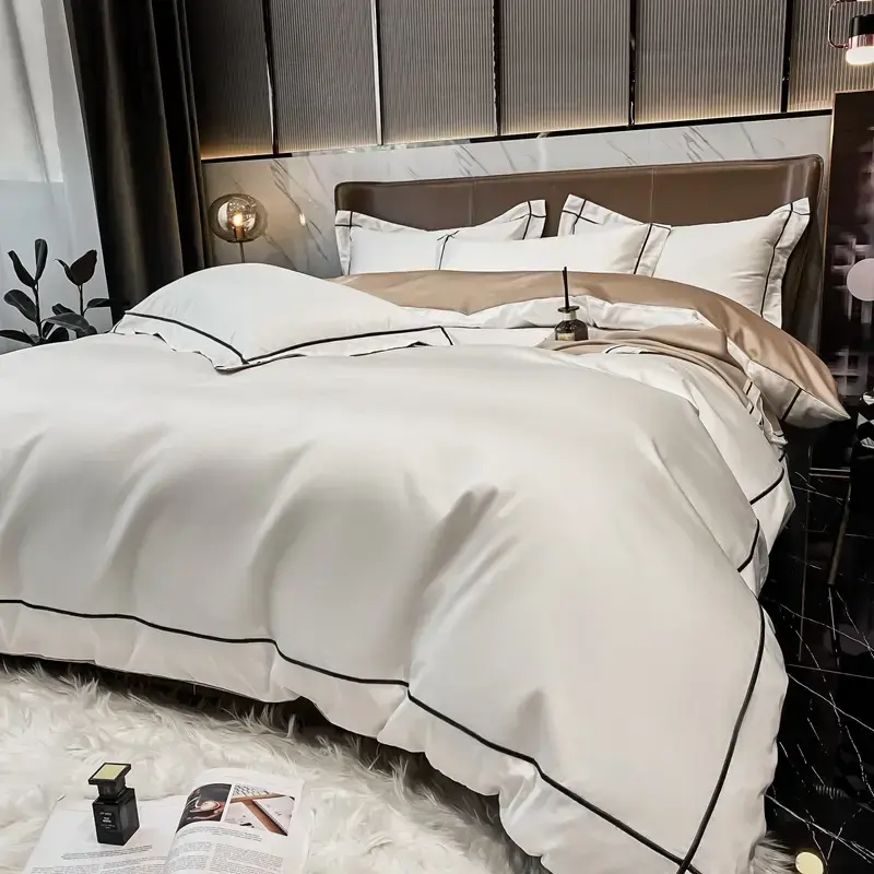 Custom OEM ODM 5 Star Hotel 100% Cotton Bedding Set With Embroidered Trim Skin Friendly Durable for Hotel Homestay Bedroom