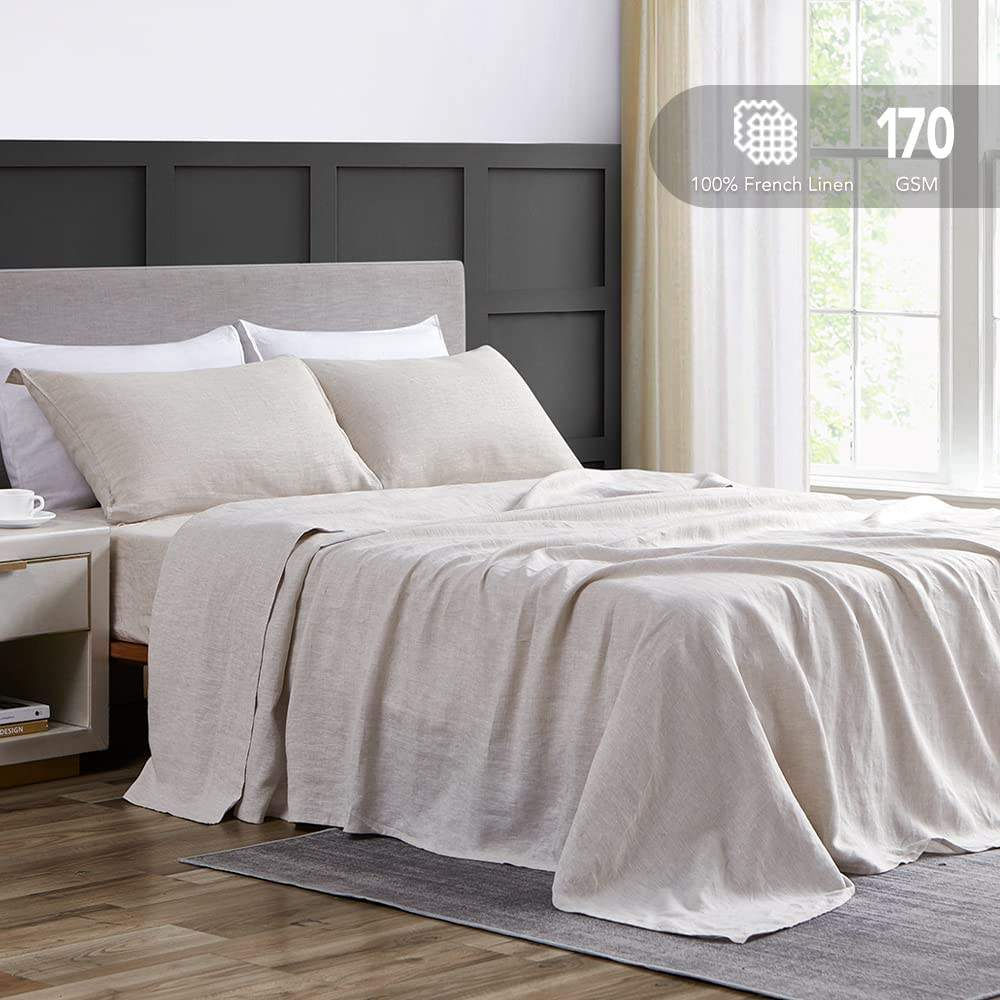 Premium 100 Normandy French Linen Bedding Set Breathable Durable Natural Linen Bed Sheets for Hotel Home Hot Sleepers Use