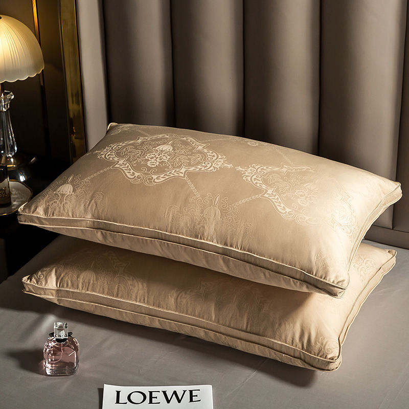 Premium 100% Cotton Cover White Goose Down Pillow Bacteriostatic Skin Friendly Ergonomic Neck Support Pillow for Hotel Home