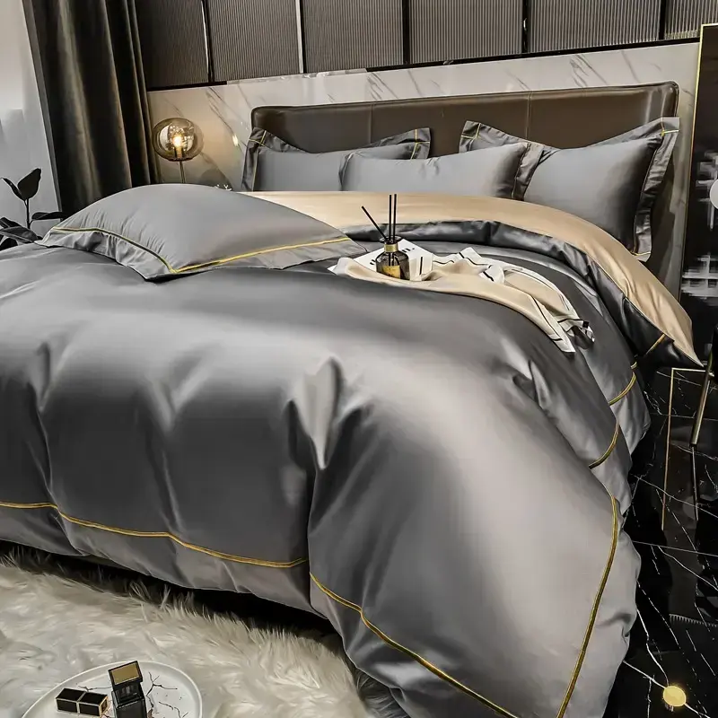 Custom OEM ODM 5 Star Hotel 100% Cotton Bedding Set With Embroidered Trim Skin Friendly Durable for Hotel Homestay Bedroom