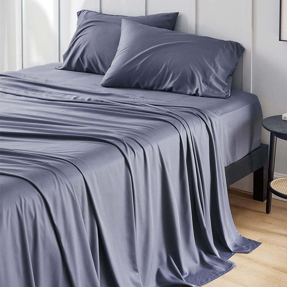 All Season Bamboo Fiber Bed Sheets Set 4PCS OEM ODM Cooling Skin Friendly Breathable for Daily Home Hotel Use