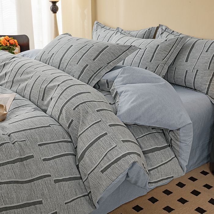 Custom Premium OEM ODM 100% Cotton Print Bedding Set Thickened Durable Breathable 4pcs Set Suitable for Home Hotel Use