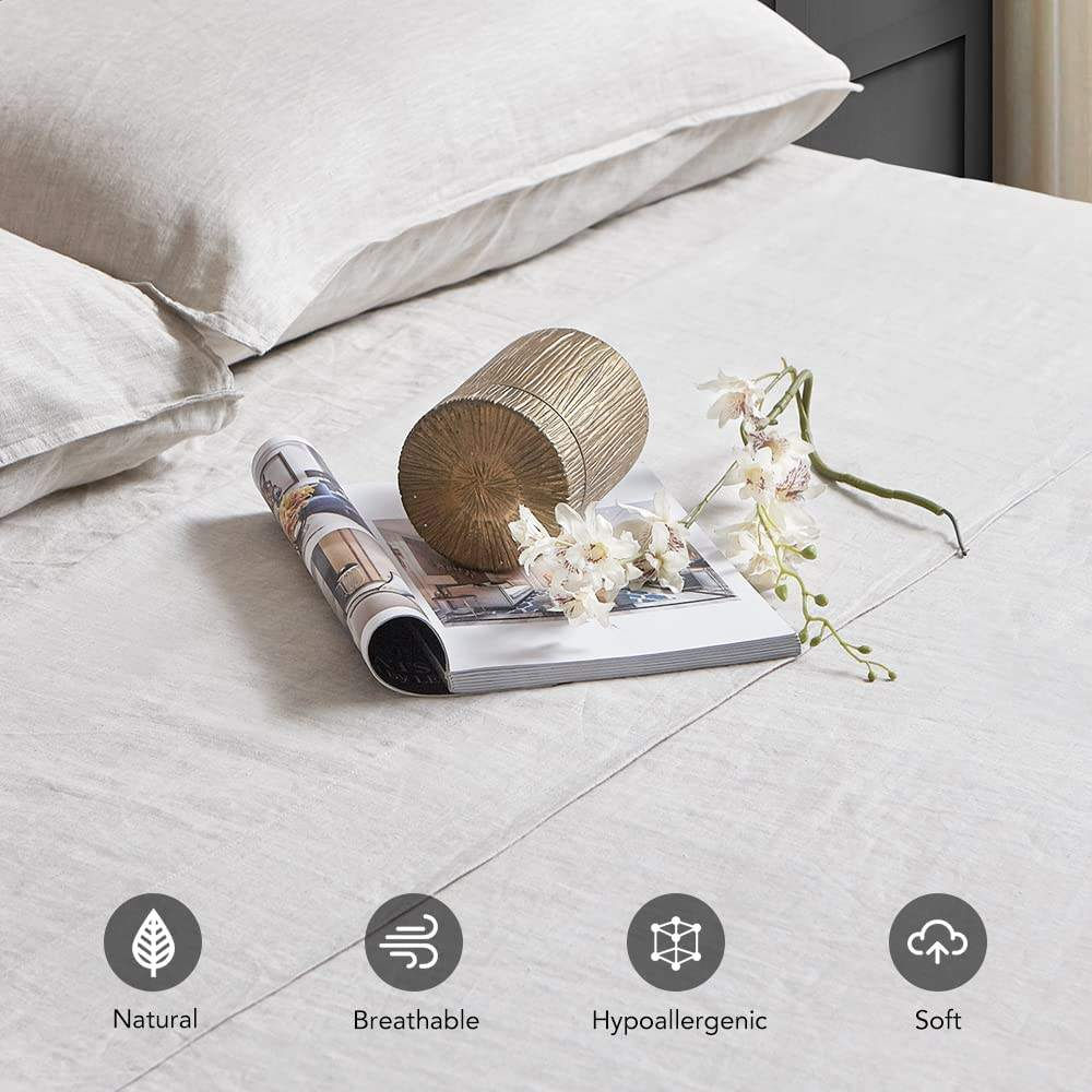 Premium 100 Normandy French Linen Bedding Set Breathable Durable Natural Linen Bed Sheets for Hotel Home Hot Sleepers Use