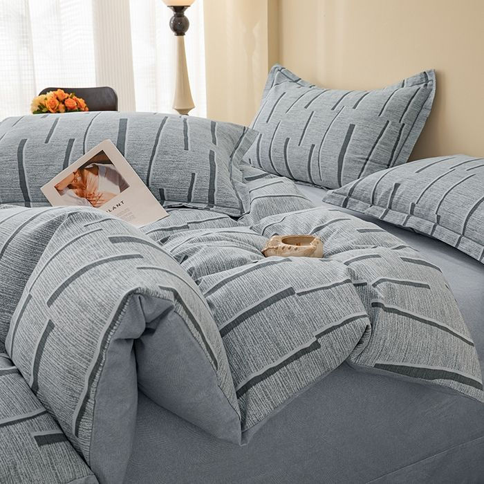 Custom Premium OEM ODM 100% Cotton Print Bedding Set Thickened Durable Breathable 4pcs Set Suitable for Home Hotel Use