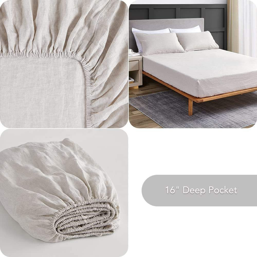 Premium 100 Normandy French Linen Bedding Set Breathable Durable Natural Linen Bed Sheets for Hotel Home Hot Sleepers Use