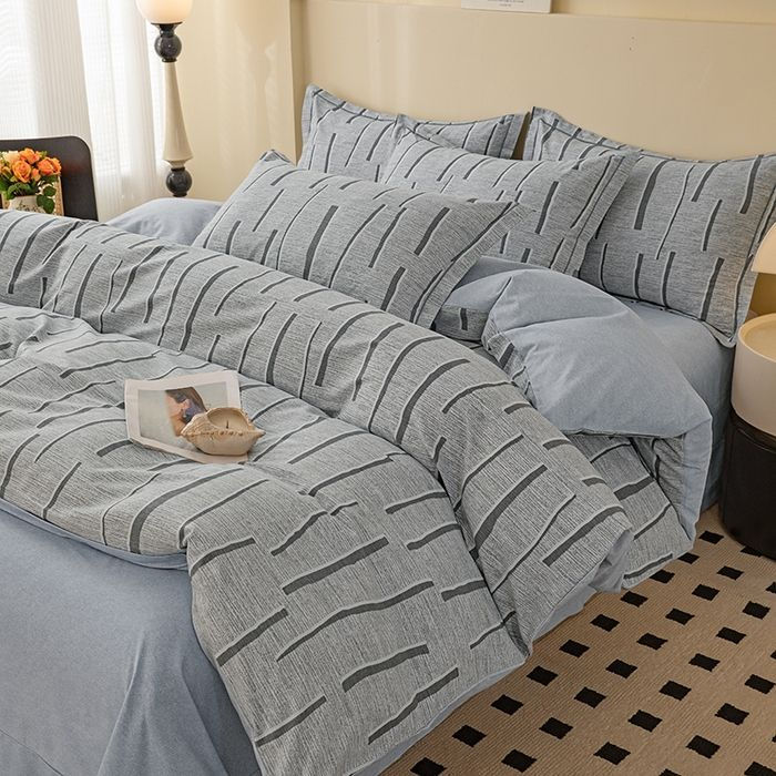 Custom Premium OEM ODM 100% Cotton Print Bedding Set Thickened Durable Breathable 4pcs Set Suitable for Home Hotel Use