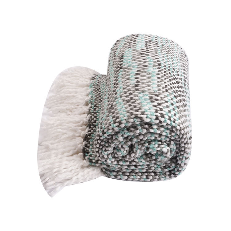 Premium Acrylic Knitted Throw Blanket With Tassel Soft Breathable Lightweight Space Dye Blanket for Daily Rest and Decoration