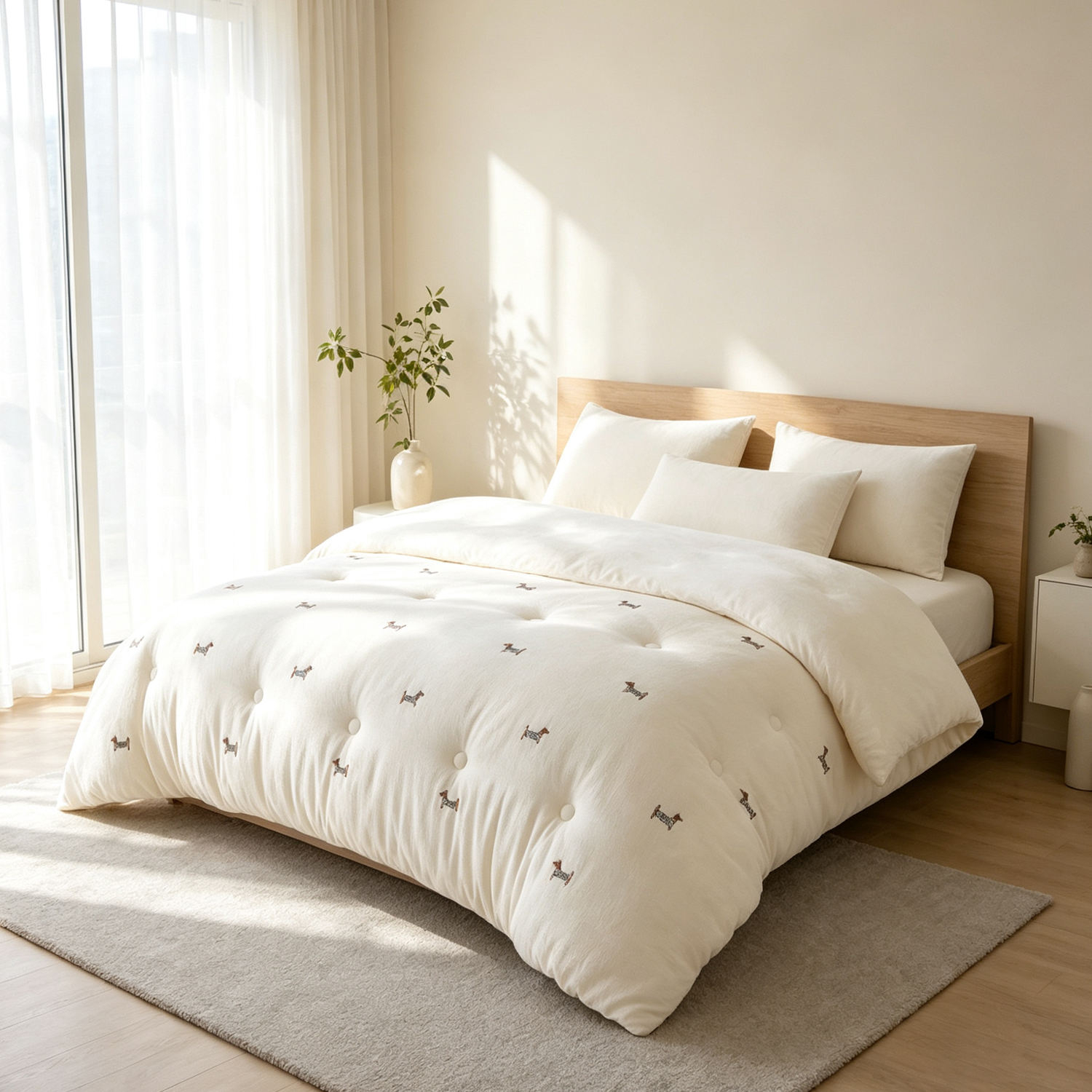 Custom OEM ODM Cotton Soft Comforter Filled Cartoon Embroidery All Season Quilt Private Label Spring Autumn Quilt for Bedroom
