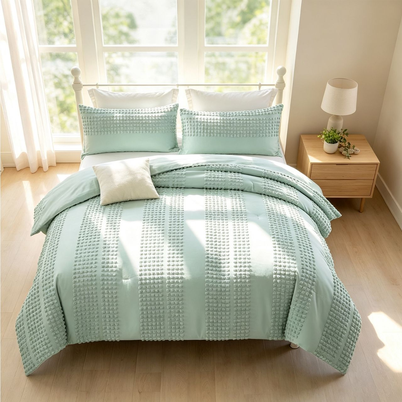 Factory Stock Boho Textured Tufted Comforter 3PCS Set Duvet Bed in a Bag Set Design Soft Breathable Fluffy Bedding Set OEM ODM
