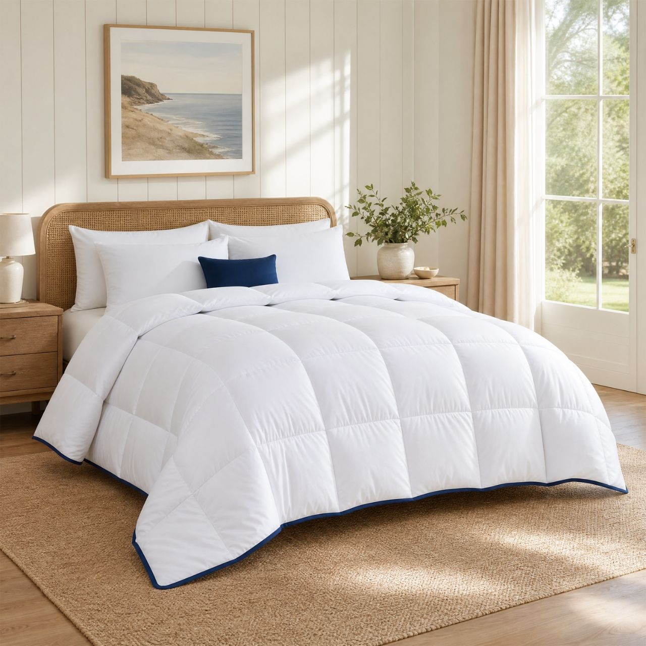 Custom OEM Luxury Duck Feather Down Quilt Baffle Box Design Solid White Fluffy Warm Duvet Insert for Home Hotel Bedding Supplies