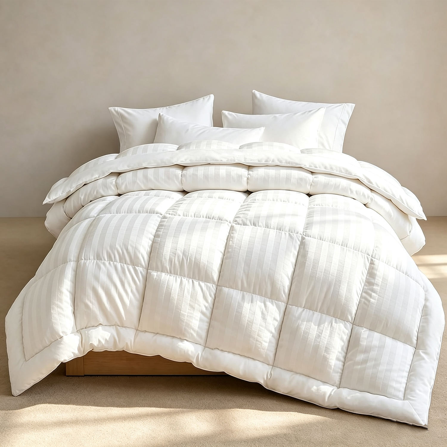 All Season Hotel Grade Duvet Insert Striped Bedding for Twin Queen King Bed Alternative Comforter for Household Bedroom