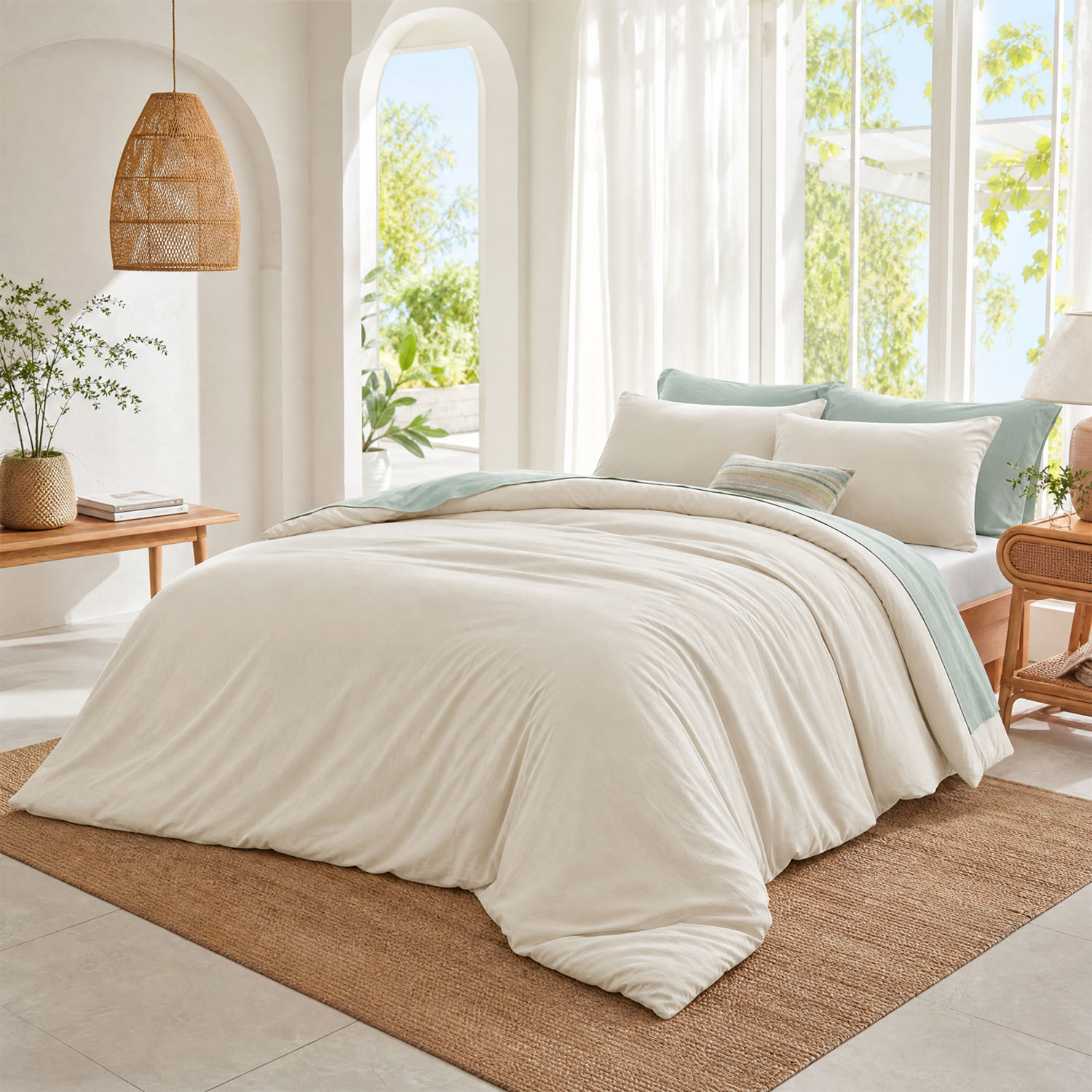 Wholesale High Quality Cooling & Warm Beige Reversible All Season Soft Eco-Friendly 3-Piece Bed Set 1 Comforter + 2 Pillow Cases