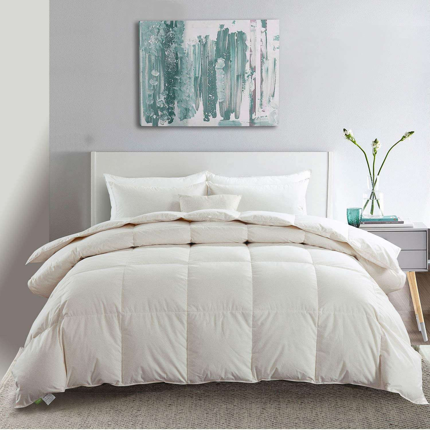All Seasons Goose Feather Down Comforter Medium Warm Stitched Quilt Insert Soft Breathable Bedding Comforter for Hotel Bedroom