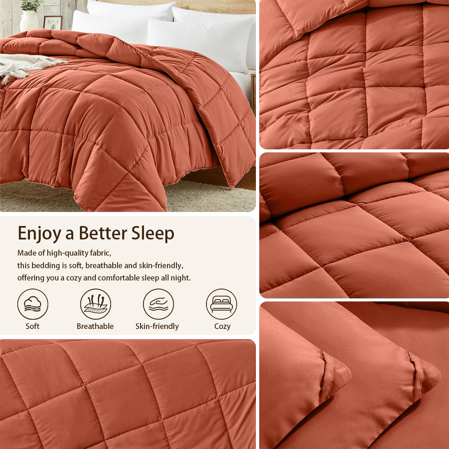 Microfiber Filled Printed Knitted Eco-Friendly Anti-Allergy All-Season Double-Sided Solid Color Quilt for Home Hotel Use OEM ODM