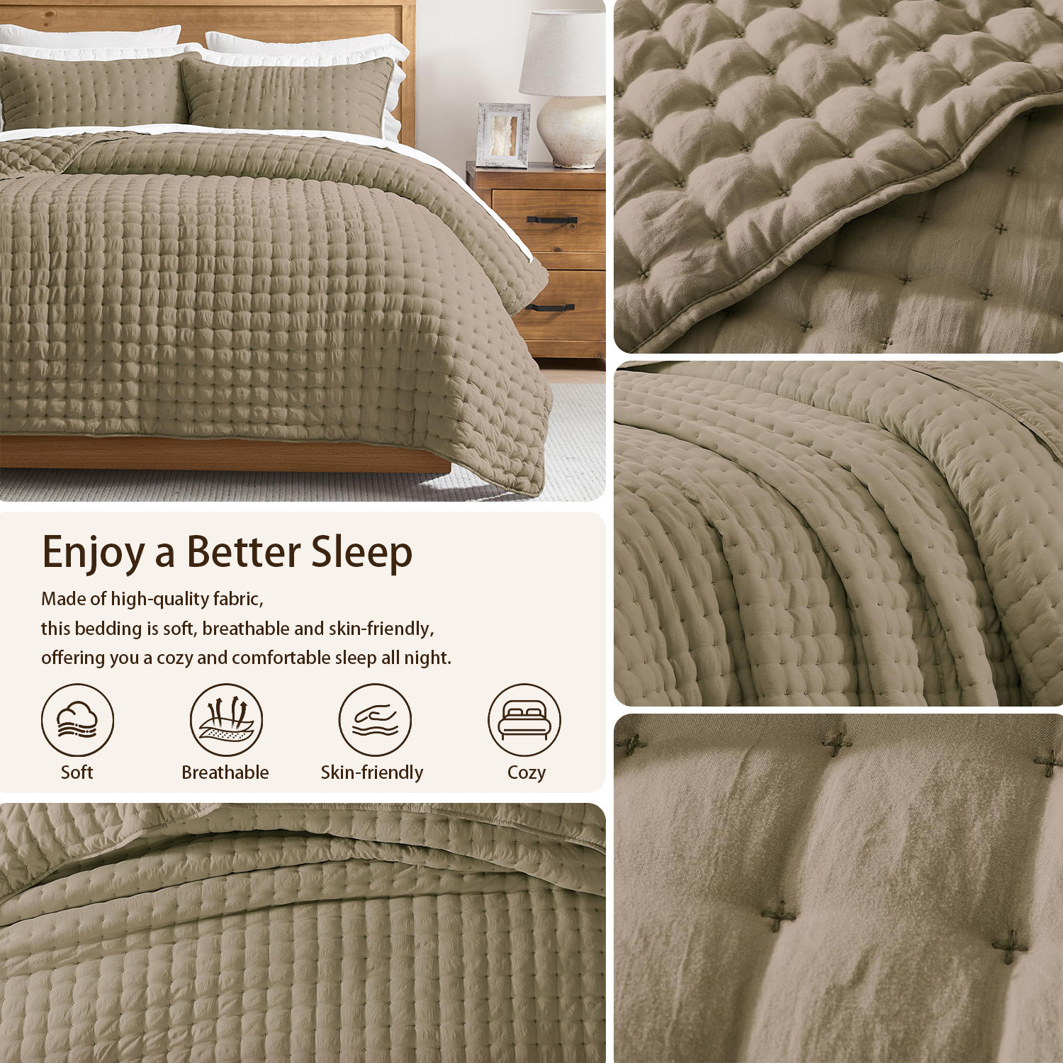 Factory Sales 100% Polyester Embroidery Quilt Set Cloud Soft Anti Pilling Coverlet All Season Bedding Set for Home Hotel OEM ODM