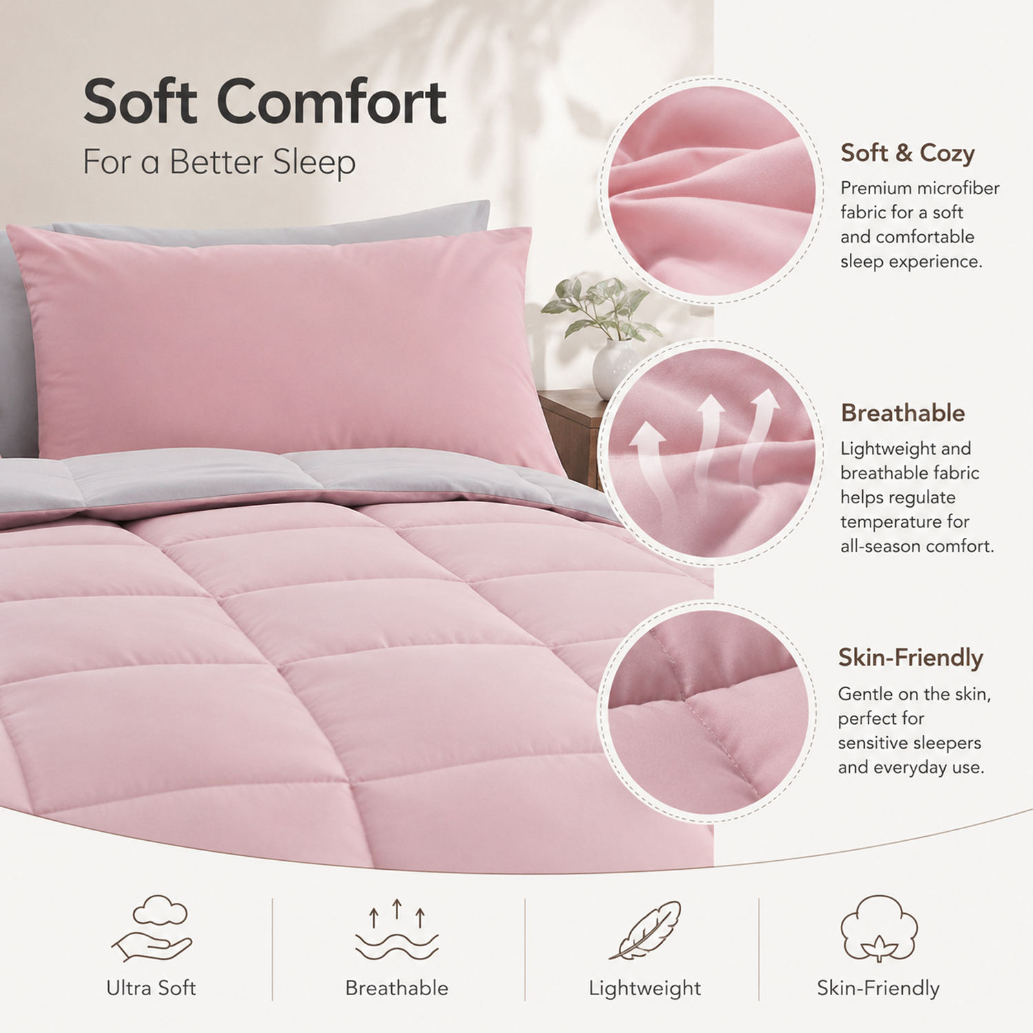All Seasons Goose Feather Down Comforter Medium Warm Stitched Quilt Insert Soft Breathable Bedding Comforter for Hotel Bedroom