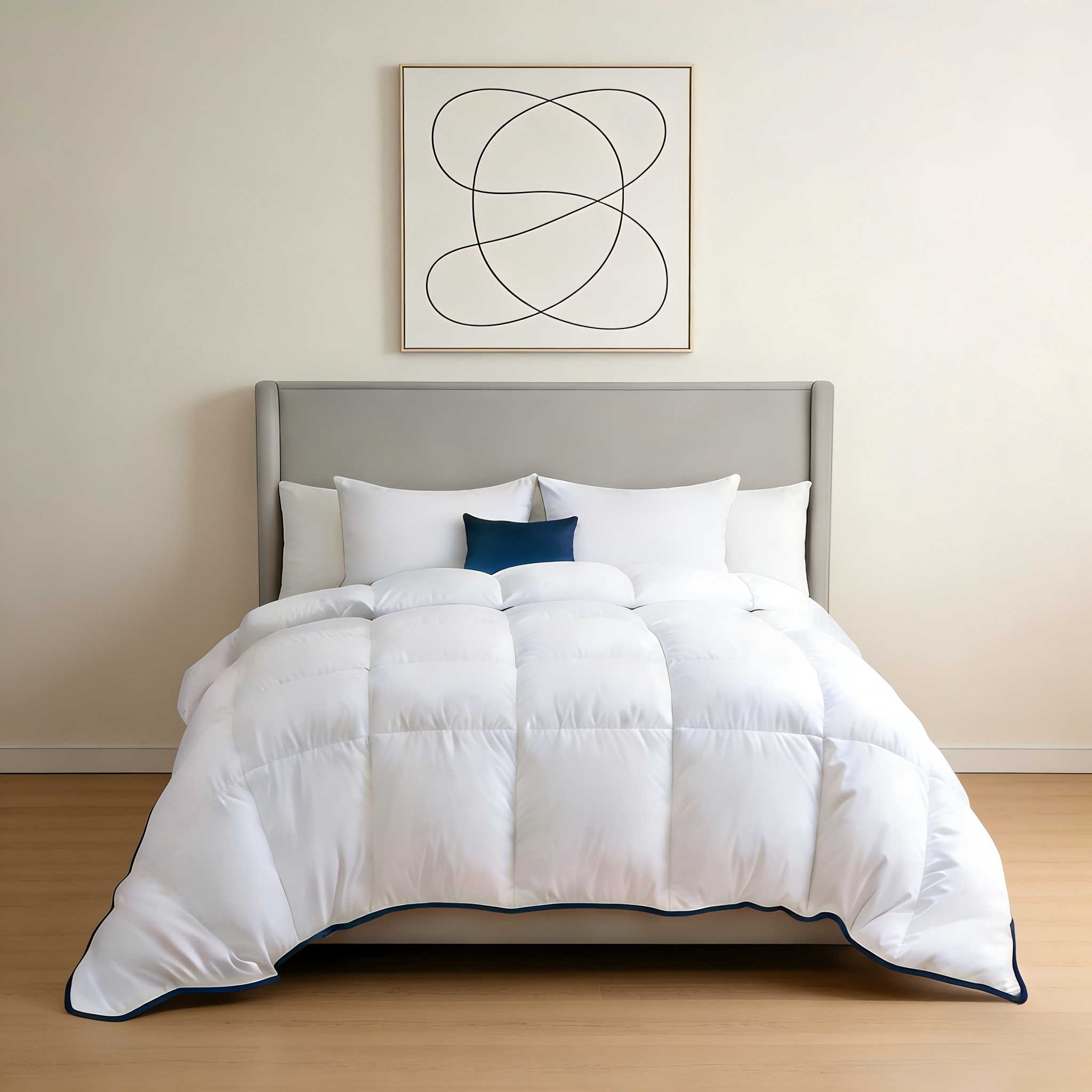 Custom OEM Luxury Duck Feather Down Quilt Baffle Box Design Solid White Fluffy Warm Duvet Insert for Home Hotel Bedding Supplies