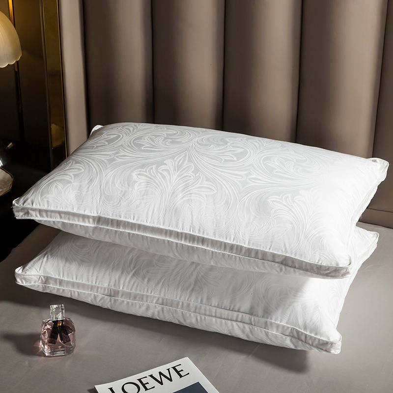 Premium 100% Cotton Cover White Goose Down Pillow Bacteriostatic Skin Friendly Ergonomic Neck Support Pillow for Hotel Home