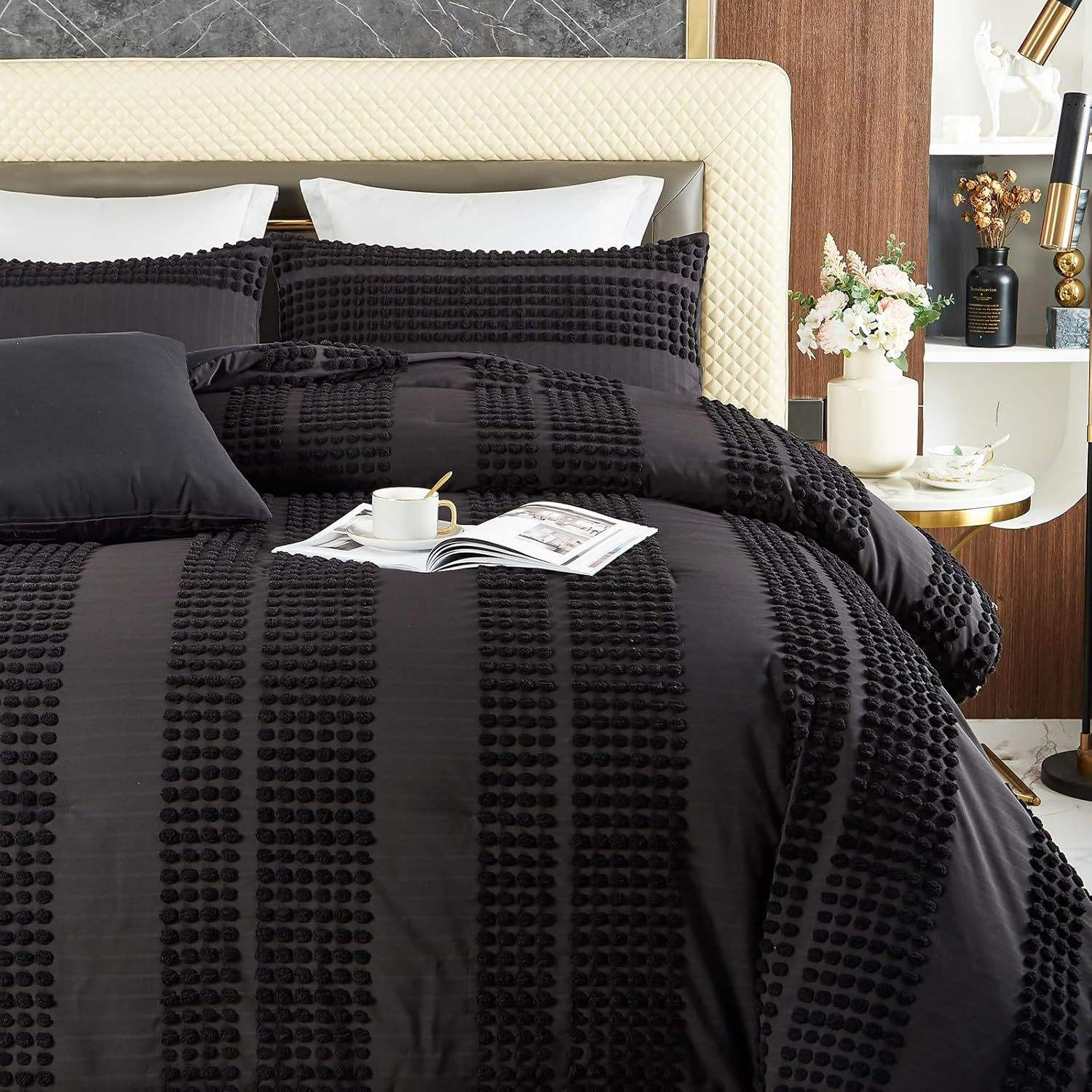 Factory Stock Boho Textured Tufted Comforter 3PCS Set Duvet Bed in a Bag Set Design Soft Breathable Fluffy Bedding Set OEM ODM