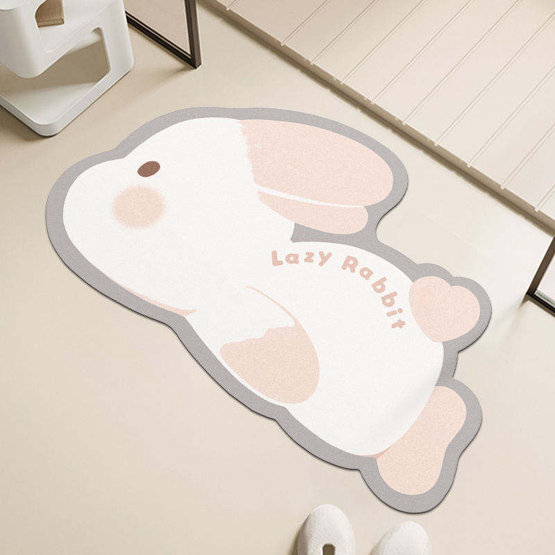 Custom OEM ODM Cute Animal Shape Diatom Mud Bathroom Rug Non Slip Quick Drying Absorbent Bath Mat for Home Entrance