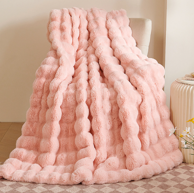 Customizable Tie Dye Faux Fur Throw Blanket, Plush Cozy Sofa Couch Blanket, Home Hotel Use OEM ODM Available Luxury Bedding