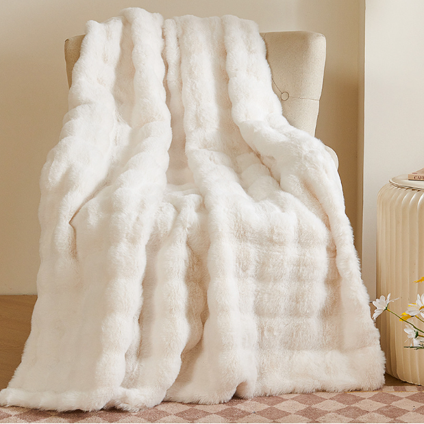 Customizable Tie Dye Faux Fur Throw Blanket, Plush Cozy Sofa Couch Blanket, Home Hotel Use OEM ODM Available Luxury Bedding