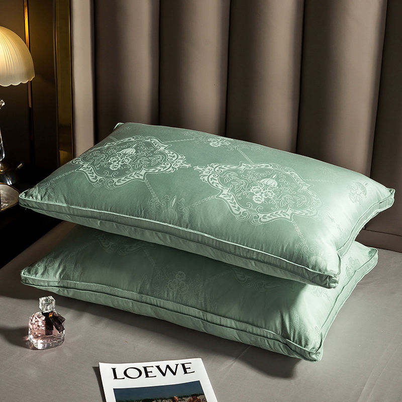 Premium 100% Cotton Cover White Goose Down Pillow Bacteriostatic Skin Friendly Ergonomic Neck Support Pillow for Hotel Home