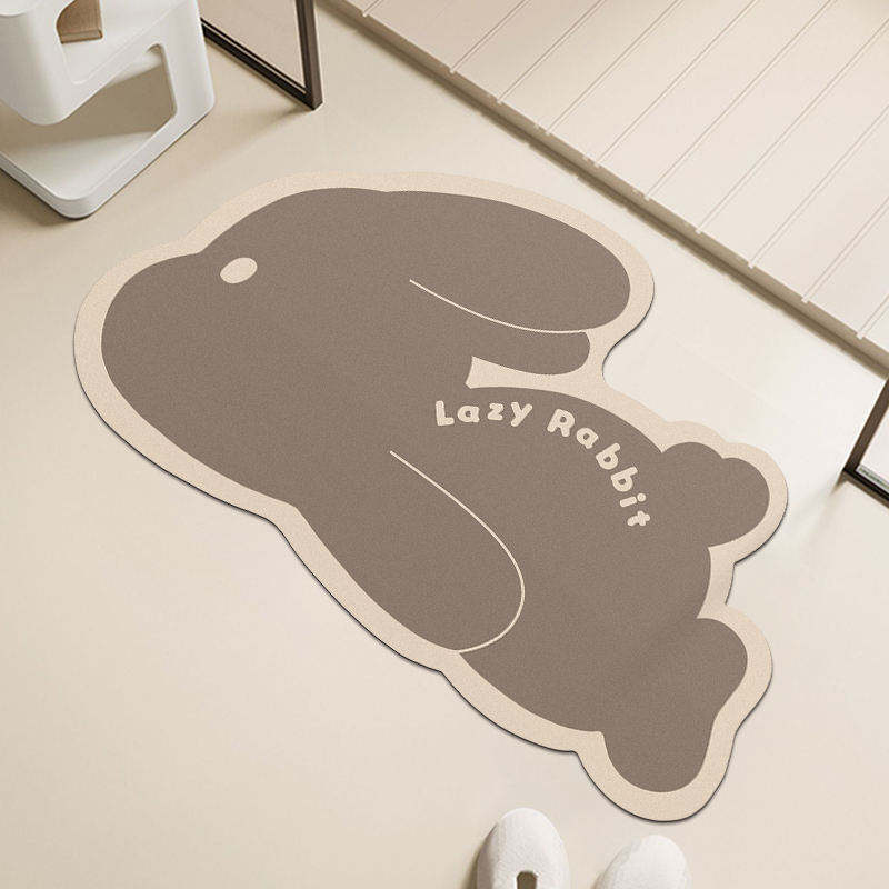 Custom OEM ODM Cute Animal Shape Diatom Mud Bathroom Rug Non Slip Quick Drying Absorbent Bath Mat for Home Entrance