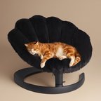 Shell-Shaped Rocking Pet Bed, Plush Elevated Cat Bed with Adjustable Metal Base